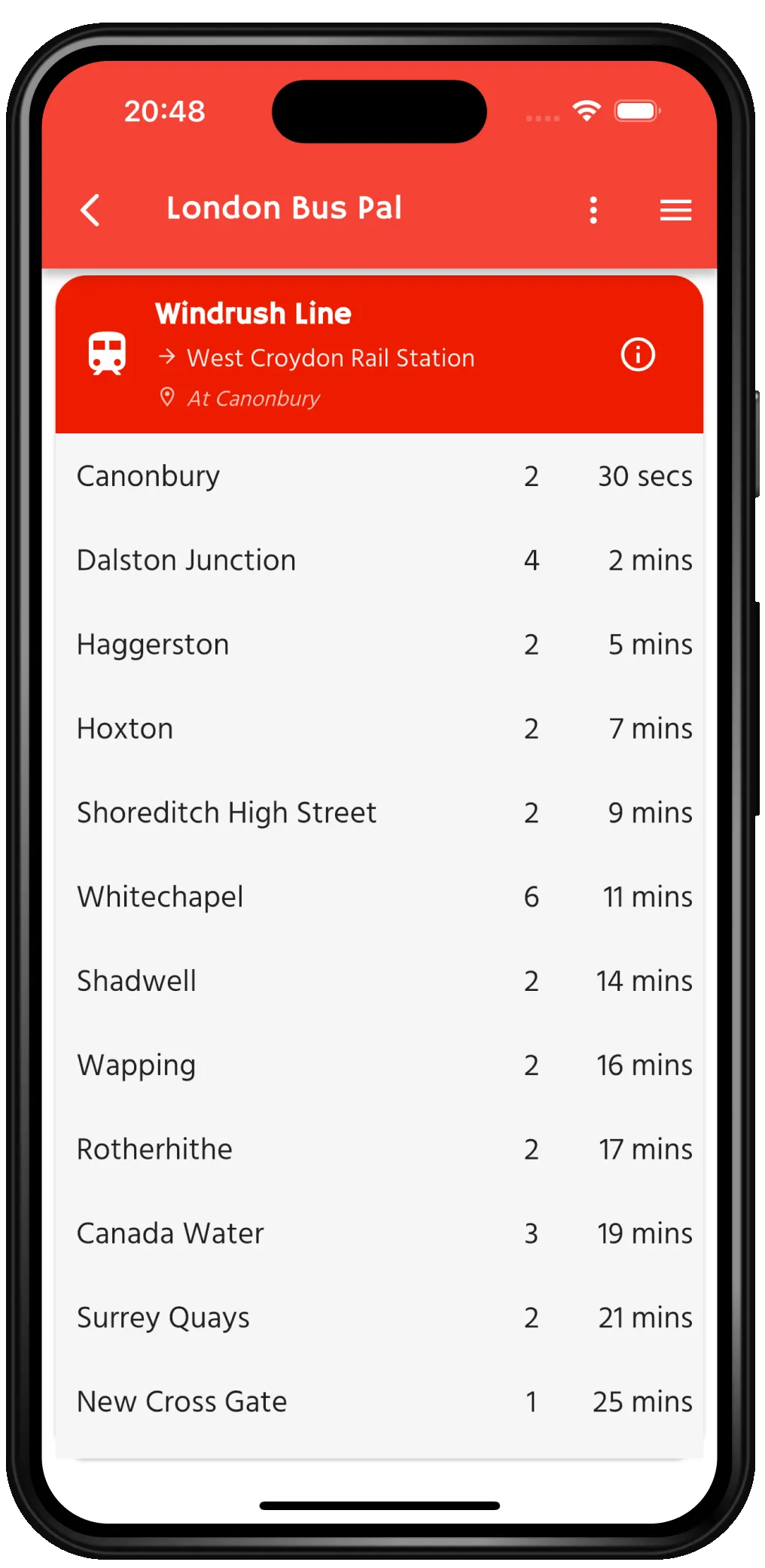Windrush line tracker.